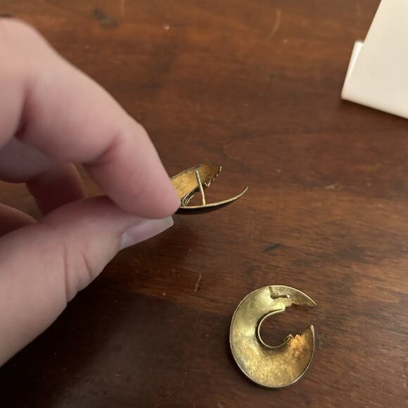 Vintage Purple Enamel Ombré Stripes Earrings 80s - Picture 4 of 4